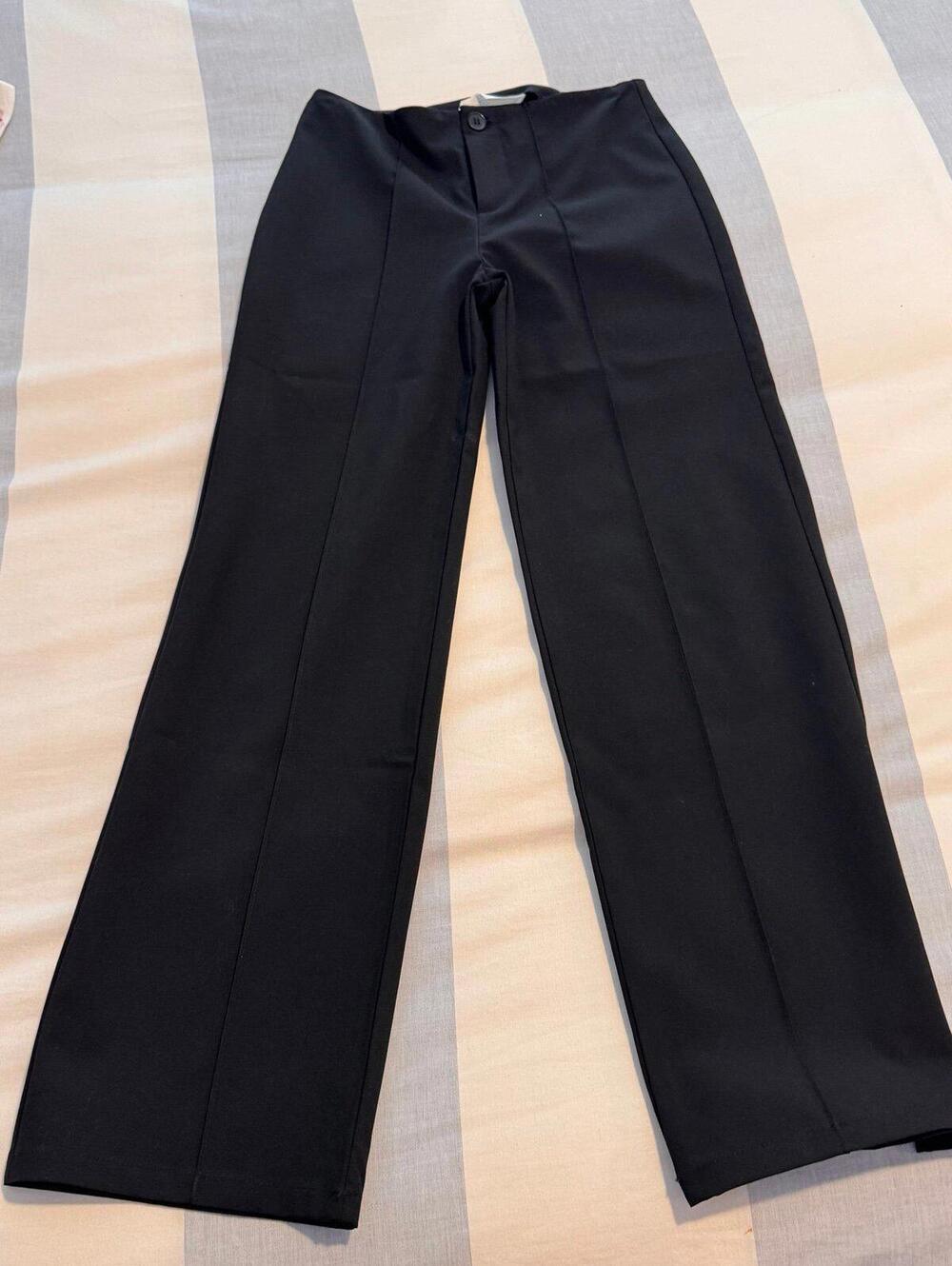 H&M Girls Black Wide Leg Dress Pants Size 10, High-Waisted Formal Trousers